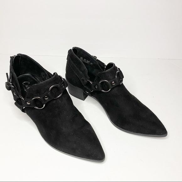 Carlos by Carlos Santana Black Vegan Suede Pointer Ankle Booties - Picture 13 of 13